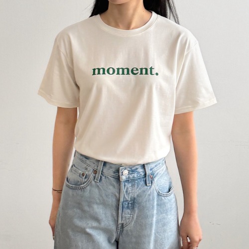 모먼 면모달 반소매 레터링 라운드 기본 티셔츠